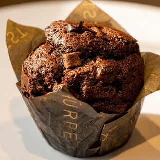 Toasted Double Chocolate Chip Muffin with Butter